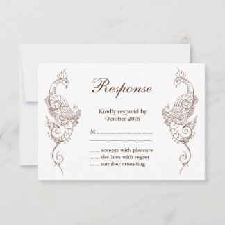 Elegant Mehndi Peacock Wedding RSVP Karte
