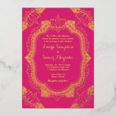 Elegant Mehndi Real Gold Folieneinladung (Vorderseite)