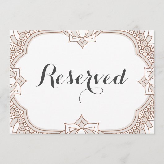 Elegant Mehndi Reserved Sign (Vorderseite)