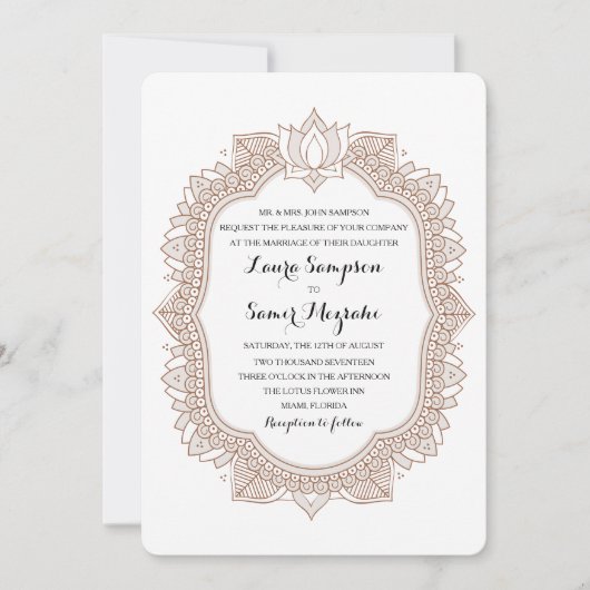 Elegant Mehndi Wedding Einladung (Vorderseite)