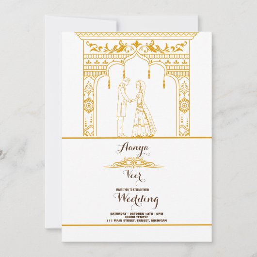 Elegant Mehndi Wedding Einladung (Vorderseite)