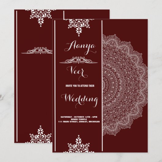 Elegant Mehndi Wedding Einladung (Vorne/Hinten)