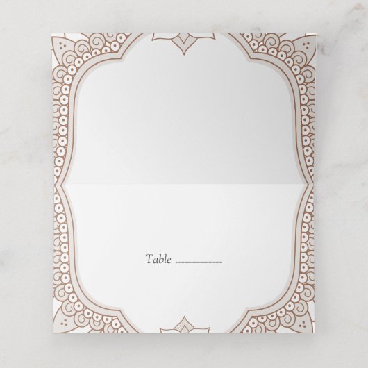 Elegant Mehndi Wedding Platzkarte (Innenseite Aufgefaltet)