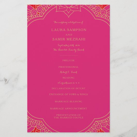 Elegant Mehndi Wedding Programs (Vorderseite)