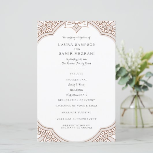 Elegant Mehndi Wedding Programs (Stehend Vorderseite)