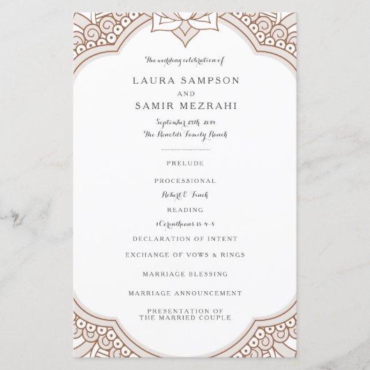 Elegant Mehndi Wedding Programs (Vorderseite)