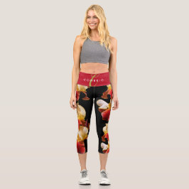 Elegant, mehrfarbig, gebärdet Iris Germanica Capri Leggings