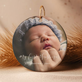 Elegant Mein erstes Weihnachtsbaby-Foto Keramik Ornament