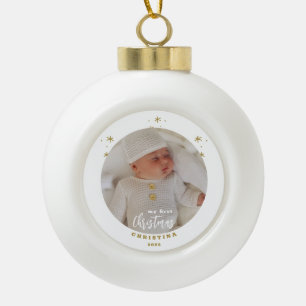 Elegant Mein erstes Weihnachtsjunges Foto Keramik Kugel-Ornament