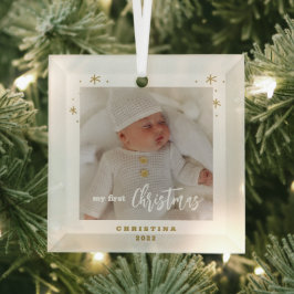Elegant Mein erstes Weihnachtsjunges Foto Ornament Aus Glas