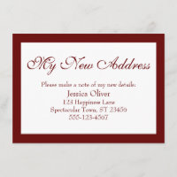 Elegant meine neue Adresse Borded Burgundy & White