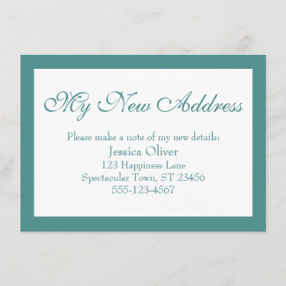 Elegant meine neue Adresse grenzt Aquamarin und we Begleitkarte
