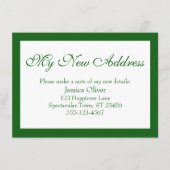 Elegant meine neue Adresse Grün auf Weiß Begleitkarte (Vorderseite)