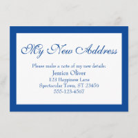 Elegant meine neue Adresse in Dark Blue & White