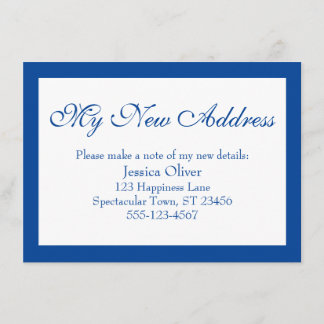 Elegant meine neue Adresse in Dark Blue & White Begleitkarte