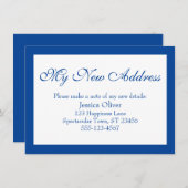 Elegant meine neue Adresse in Dark Blue & White Begleitkarte (Vorne/Hinten)
