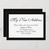 Elegant meine neue Adresse in Schwarz auf Weiß Begleitkarte (Vorne/Hinten)