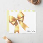 Elegant Mellow Yellow Bow Stationery Note Card Mitteilungskarte (Vorderseite/Rückseite Beispiel)