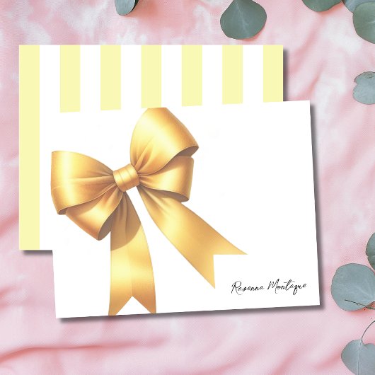 Elegant Mellow Yellow Bow Stationery Note Card Mitteilungskarte