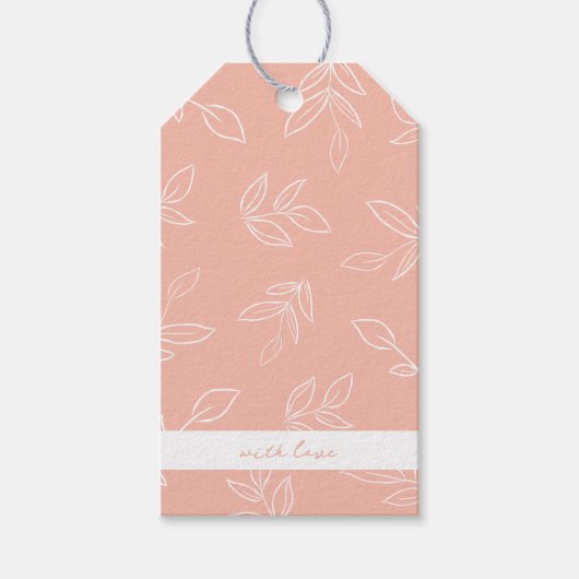 Elegant Melon Pink Boho Blätter Muster Geschenkanhänger (Vorderseite)