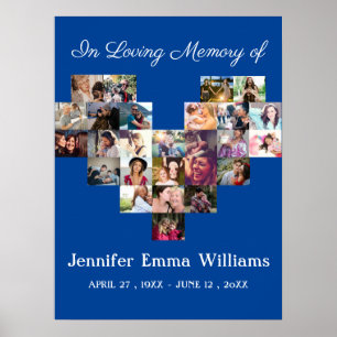 Elegant Memorial Photo collage Funeral Sympathy P Poster