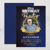 Elegant Men Navy Foto 82. Geburtstag Einladung (Vorne/Hinten)