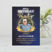 Elegant Men Navy Foto 84. Geburtstag Einladung (Stehend Vorderseite)