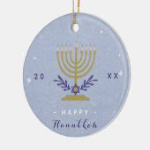 Elegant Menorah Happy Hanukkah Jahr Chrismukkah Keramik Ornament (Links)