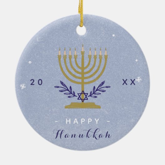 Elegant Menorah Happy Hanukkah Jahr Chrismukkah Keramik Ornament (Hinten)