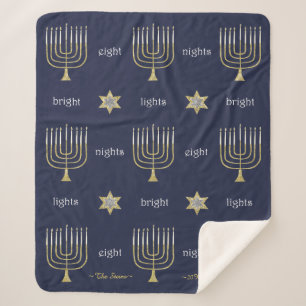 Elegant Menorahs Sherpa Hanukkah Blanket/Mittel Sherpadecke