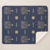 Elegant Menorahs Sherpa Hanukkah Blanket/Mittel Sherpadecke (Vorderseite (Horizontal))
