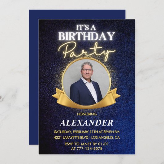 Elegant Mens 52. Geburtstag Einladungen Chic (Vorne/Hinten)
