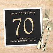 Elegant Mens Black Gold 70th Birthday Party Serviette