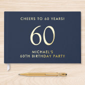 Elegant Mens Blue 60th Birthday Party Gästebuch