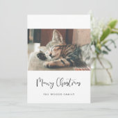 Elegant Meowy Christmas Cat Foto Feiertagskarte (Stehend Vorderseite)