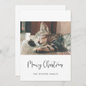 Elegant Meowy Christmas Cat Foto Feiertagskarte (Vorne/Hinten)