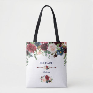 Elegant Merlot Navy Blue Floral Bridesmaid Tasche