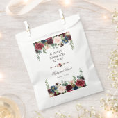 Elegant Merlot Navy Blue Floral Wedding DANK Geschenktütchen (Ausgeschnitten)