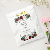 Elegant Merlot Navy Blue Floral Wedding DANK Geschenktütchen (Versiegelt)