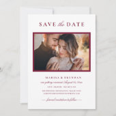 Elegant Merlot Red Wedding Foto Save The Date (Vorderseite)