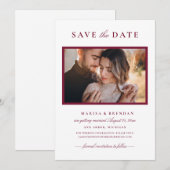 Elegant Merlot Red Wedding Foto Save The Date (Vorne/Hinten)