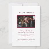 Elegant Merlot Red Wedding Foto Save The Date (Rückseite)