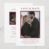 Elegant Merlot Red Wedding Foto Save The Date (Vorne/Hinten)