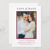 Elegant Merlot Red Wedding Foto Save The Date (Vorne/Hinten)