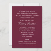 Elegant Merlot Script Wedding Foto Empfang Einladung (Rückseite)