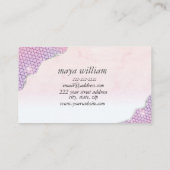 Elegant Mermaid Edges Pink Glitzer Agate Telefonnummerkarte (Rückseite)