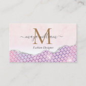 Elegant Mermaid Edges Pink Glitzer Agate Telefonnummerkarte (Vorderseite)