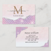 Elegant Mermaid Edges Pink Glitzer Agate Visitenkarte (Vorne/Hinten)