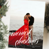 Elegant Merriest Weihnachtskalligraphie Ein Foto Feiertagskarte