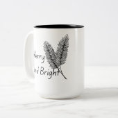 Elegant Merry And Bright Minimalist Holiday Card Zweifarbige Tasse (Vorderseite Links)